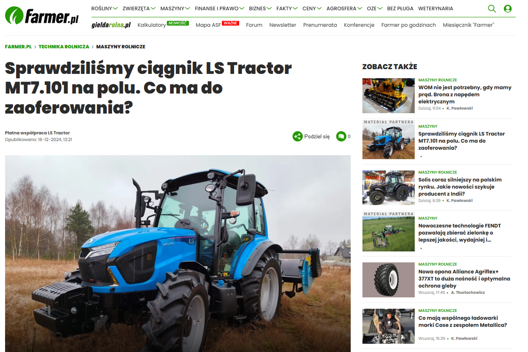 Wspominają o nas w Farmer.pl – największy portal dla rolników